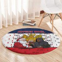 France Christmas Round Carpet Pere Noel And Pere Fouettard - Wonder Print Shop
