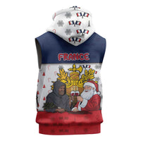 France Christmas Sleeveless Hoodie Pere Noel And Pere Fouettard - Wonder Print Shop