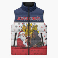 France Christmas Sleeveless Puffer Jacket Pere Noel And Pere Fouettard - Wonder Print Shop