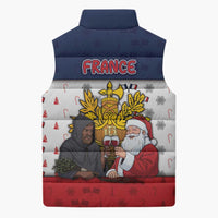 France Christmas Sleeveless Puffer Jacket Pere Noel And Pere Fouettard - Wonder Print Shop