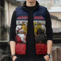 France Christmas Sleeveless Puffer Jacket Pere Noel And Pere Fouettard - Wonder Print Shop