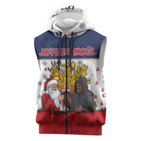 France Christmas Sleeveless Zip Hoodie Pere Noel And Pere Fouettard - Wonder Print Shop