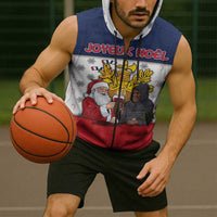 France Christmas Sleeveless Zip Hoodie Pere Noel And Pere Fouettard - Wonder Print Shop