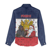 France Christmas Women Casual Shirt Pere Noel And Pere Fouettard - Wonder Print Shop