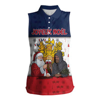 France Christmas Women Sleeveless Polo Shirt Pere Noel And Pere Fouettard - Wonder Print Shop