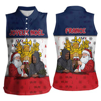 France Christmas Women Sleeveless Polo Shirt Pere Noel And Pere Fouettard - Wonder Print Shop