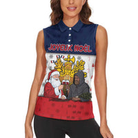 France Christmas Women Sleeveless Polo Shirt Pere Noel And Pere Fouettard - Wonder Print Shop