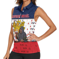 France Christmas Women Sleeveless Polo Shirt Pere Noel And Pere Fouettard - Wonder Print Shop
