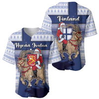 Finland Christmas Baseball Jersey Joulupukki With Coat Of Arms - Wonder Print Shop