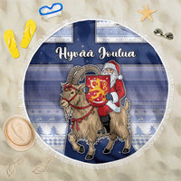 Finland Christmas Beach Blanket Joulupukki With Coat Of Arms - Wonder Print Shop