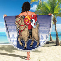 Finland Christmas Beach Blanket Joulupukki With Coat Of Arms - Wonder Print Shop