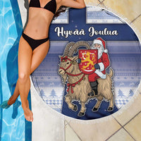 Finland Christmas Beach Blanket Joulupukki With Coat Of Arms - Wonder Print Shop