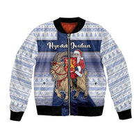 Finland Christmas Bomber Jacket Joulupukki With Coat Of Arms - Wonder Print Shop