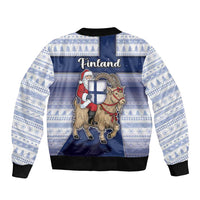 Finland Christmas Bomber Jacket Joulupukki With Coat Of Arms - Wonder Print Shop