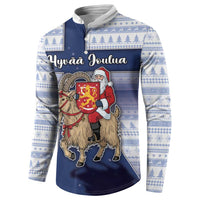 Finland Christmas Button Sweatshirt Joulupukki With Coat Of Arms - Wonder Print Shop