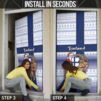 Finland Christmas Door Cover Joulupukki With Coat Of Arms - Wonder Print Shop