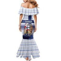 Finland Christmas Family Matching Mermaid Dress and Hawaiian Shirt Joulupukki With Coat Of Arms - Wonder Print Shop