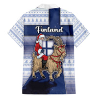 Finland Christmas Family Matching Off The Shoulder Long Sleeve Dress and Hawaiian Shirt Joulupukki With Coat Of Arms - Wonder Print Shop