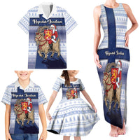 Finland Christmas Family Matching Tank Maxi Dress and Hawaiian Shirt Joulupukki With Coat Of Arms - Wonder Print Shop