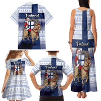 Finland Christmas Family Matching Tank Maxi Dress and Hawaiian Shirt Joulupukki With Coat Of Arms - Wonder Print Shop