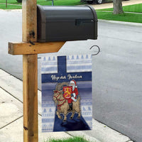 Finland Christmas Garden Flag Joulupukki With Coat Of Arms - Wonder Print Shop