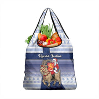 Finland Christmas Grocery Bag Joulupukki With Coat Of Arms - Wonder Print Shop