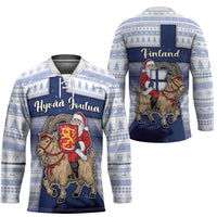 Finland Christmas Hockey Jersey Joulupukki With Coat Of Arms - Wonder Print Shop