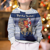 Finland Christmas Kid Ugly Christmas Sweater Joulupukki With Coat Of Arms - Wonder Print Shop