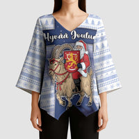 Finland Christmas Kimono Sleeve Blouse Joulupukki With Coat Of Arms - Wonder Print Shop