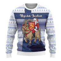 Finland Christmas Ugly Christmas Sweater Joulupukki With Coat Of Arms - Wonder Print Shop