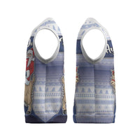 Finland Christmas Knitted V-Neck Vest Joulupukki With Coat Of Arms - Wonder Print Shop