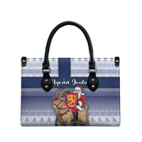 Finland Christmas Leather Bag Joulupukki With Coat Of Arms - Wonder Print Shop
