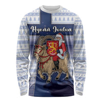 Finland Christmas Long Sleeve Shirt Joulupukki With Coat Of Arms - Wonder Print Shop