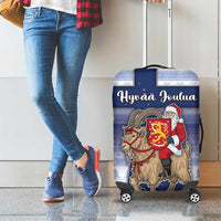 Finland Christmas Luggage Cover Joulupukki With Coat Of Arms - Wonder Print Shop