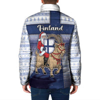 Finland Christmas Padded Jacket Joulupukki With Coat Of Arms - Wonder Print Shop
