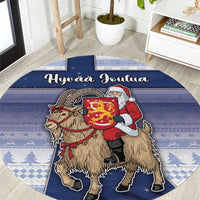 Finland Christmas Round Carpet Joulupukki With Coat Of Arms - Wonder Print Shop