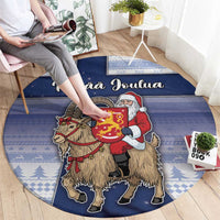 Finland Christmas Round Carpet Joulupukki With Coat Of Arms - Wonder Print Shop