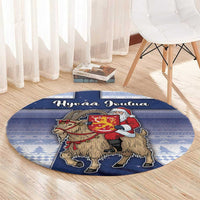 Finland Christmas Round Carpet Joulupukki With Coat Of Arms - Wonder Print Shop