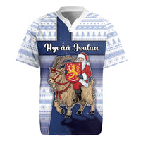 Finland Christmas Rugby Jersey Joulupukki With Coat Of Arms - Wonder Print Shop