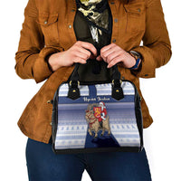 Finland Christmas Shoulder Handbag Joulupukki With Coat Of Arms - Wonder Print Shop