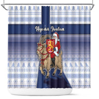 Finland Christmas Shower Curtain Joulupukki With Coat Of Arms - Wonder Print Shop
