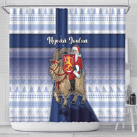 Finland Christmas Shower Curtain Joulupukki With Coat Of Arms - Wonder Print Shop