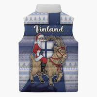 Finland Christmas Sleeveless Puffer Jacket Joulupukki With Coat Of Arms - Wonder Print Shop