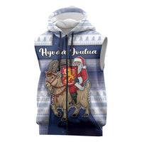 Finland Christmas Sleeveless Zip Hoodie Joulupukki With Coat Of Arms - Wonder Print Shop