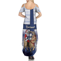 Finland Christmas Summer Maxi Dress Joulupukki With Coat Of Arms - Wonder Print Shop