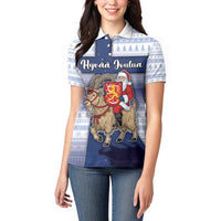 Finland Christmas Women Polo Shirt Joulupukki With Coat Of Arms - Wonder Print Shop