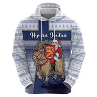 Finland Christmas Zip Hoodie Joulupukki With Coat Of Arms - Wonder Print Shop