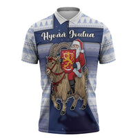 Finland Christmas Zipper Polo Shirt Joulupukki With Coat Of Arms - Wonder Print Shop