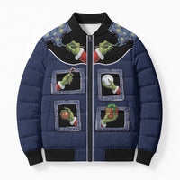 Western Yoke Bomber Puffer Jacket Grinch Art Parody Christmas - Wonder Print Shop