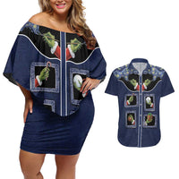 Western Yoke Couples Matching Off Shoulder Short Dress and Hawaiian Shirt Grinch Art Parody Christmas - Wonder Print Shop